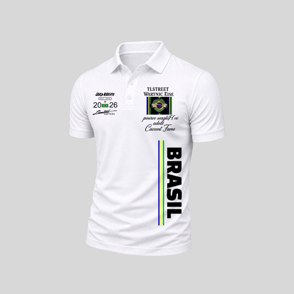 Camisa Polo Masculina Brasil Joga Bonitoo Nj.r  Ediçao limitada Esportiva Malha Piquet