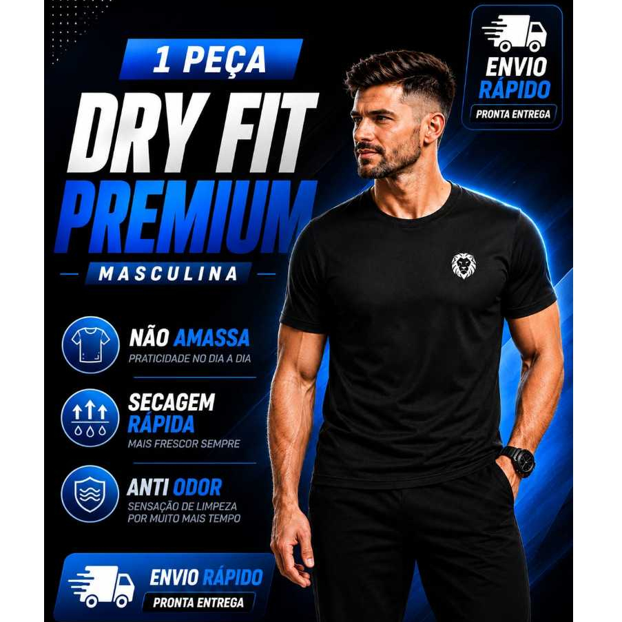 Camisa Masculina Dry Fit Esportiva Academia Treino Fitness Tecido Leve Corrida Poliester Premium