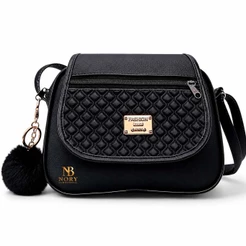 Bolsa Transversal Compacta Feminina Couro Sintético com Pingente Luxo