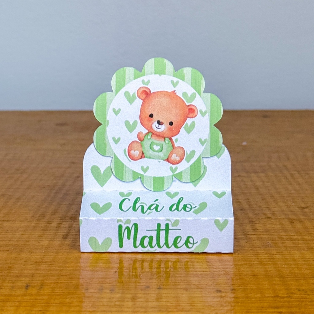 Porta Bis duplo Chá de Bebê Ursinho Verde Pegue Monte /Aniversário/Mesversário Caixinhas Personalizadas Lembrancinhas