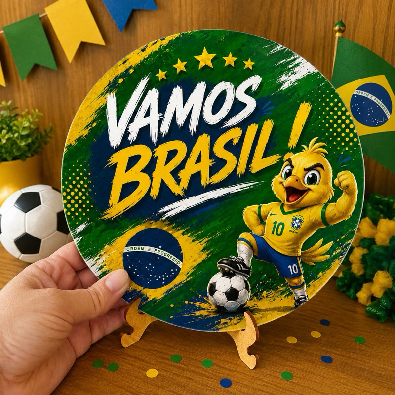 Enfeite de Porta Plaquinha Decorativa Brasil Copa do Mundo Painel Decorativo Decoração Copa 2026 Álbum de Figurinhas