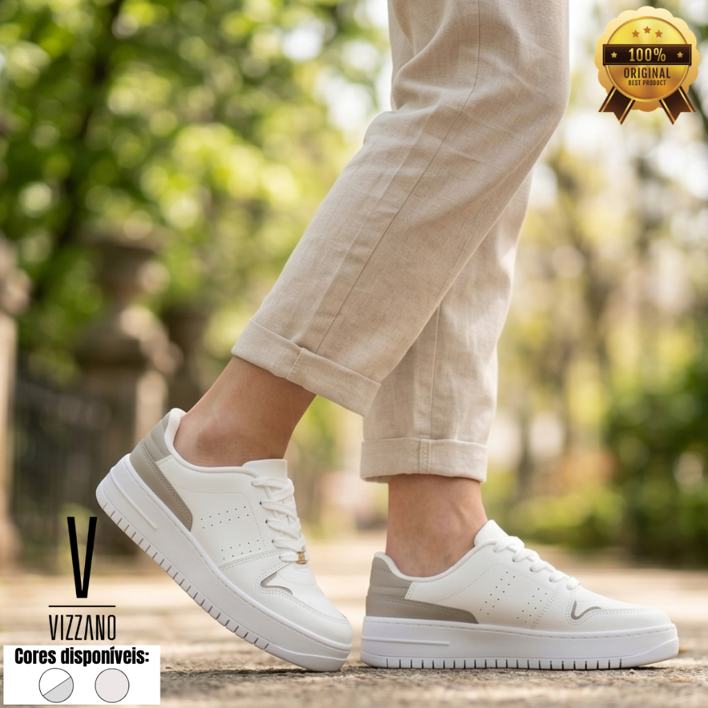 Tênis Vizzano Feminino Confortável Plataforma Flatform Caixa Alta 1389121 Streetwear Estilo Original