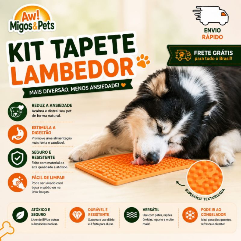 Tapete Lambedor Inibidor de Ansiedade Silicone Comedouro Lento Pet ,Cães E Gatos Grande com Ventosa