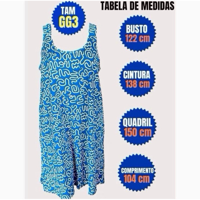 Detalhes do Vestido Plus Size Feminino GG3 Alça Larga  Soltinho Malha Confortável Moda Verão Casual Feminina