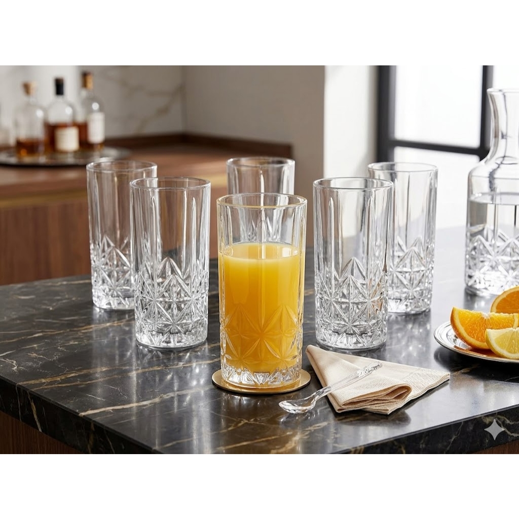Jogo Copos 6 Pecas Vidro Resistente 370ml – Casa Ambiente