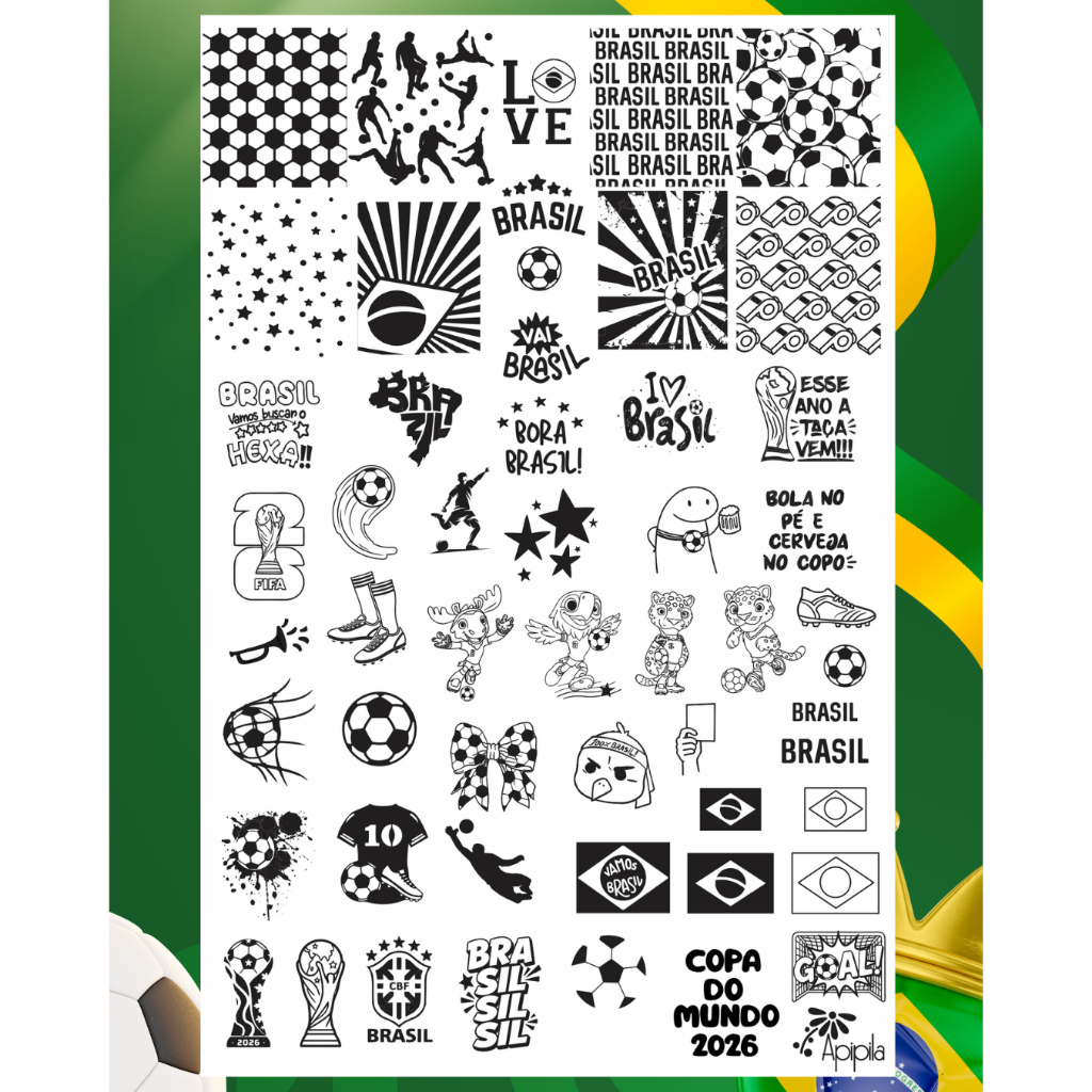 Placa para Carimbo de Unha Copa do Mundo 2026