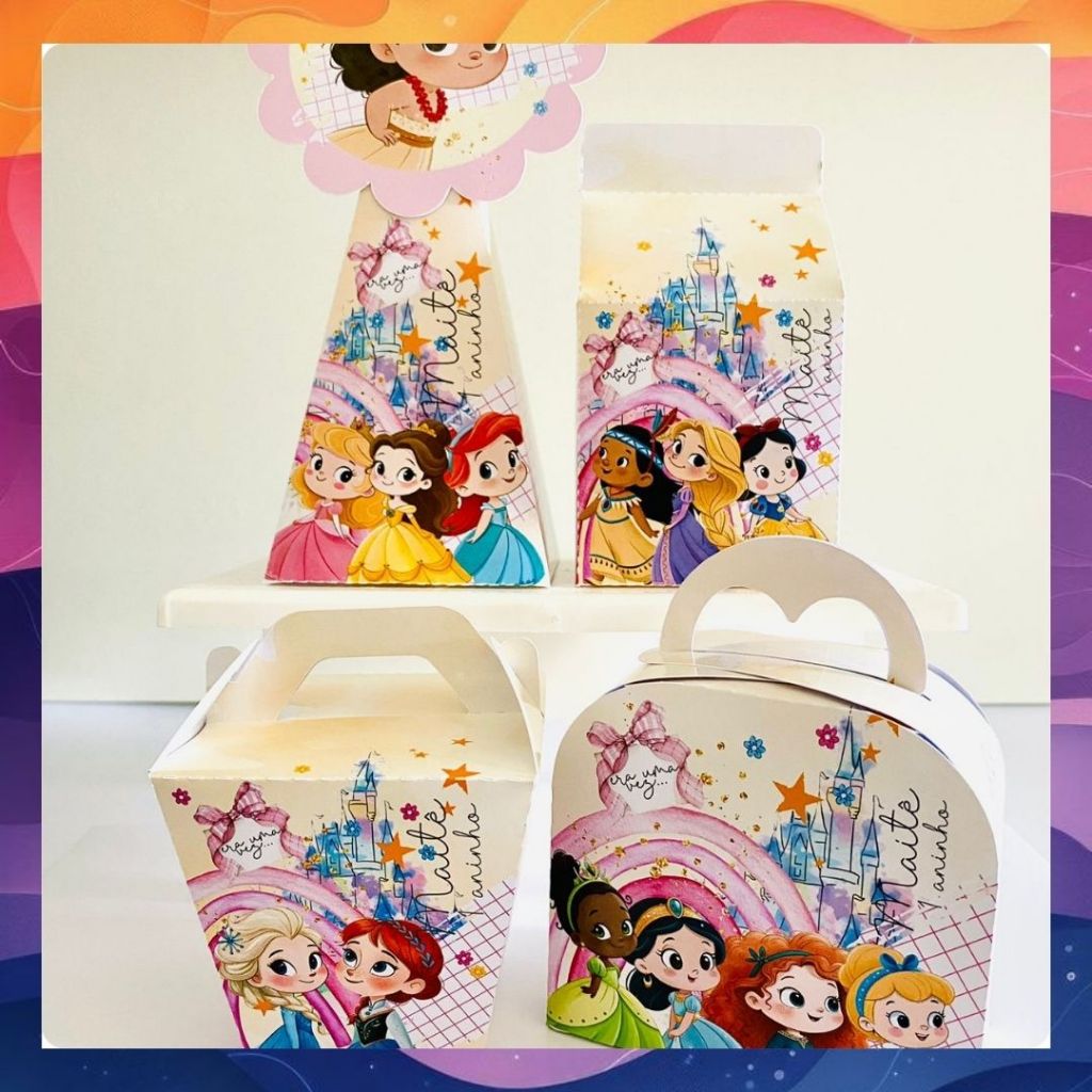 PEGUE E MONTE Kit Personalizado PRINCESAS | Kit Completo | Caixinhas Personalizadas | Lembrancinha