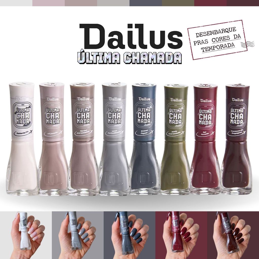 Kit Esmaltes Dailus Coleção Ultima Chamada Novas Cores Esmalte Atacado Lançamento