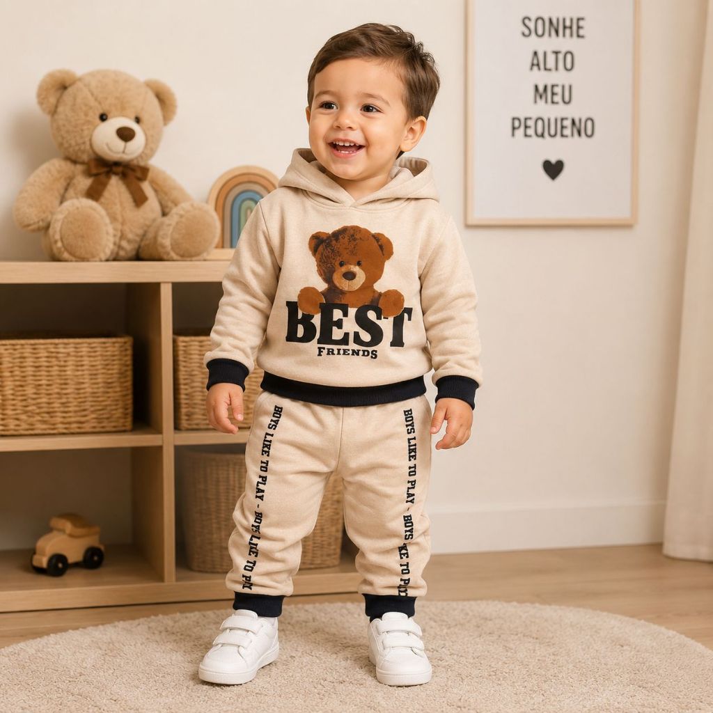 Conjunto de Moleton Bebê Menino - Roupa 100% Algodão Ideal para o Frio