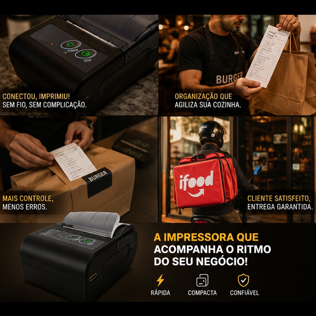 Mini Impressora 58mm Portátil Para Ifood Bluetooth Térmica Android Ios Sem Fio Celular Sem Tinta — foto 4