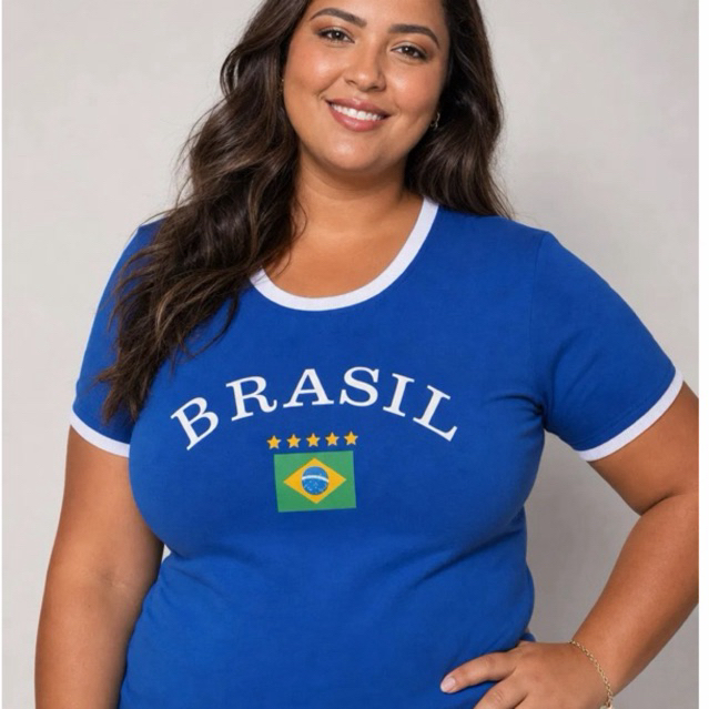 Camiseta T-Shirt Tema Brasil Copa do Mundo Algodão 30.1 Macia Estampada Casual Torcida Moda
