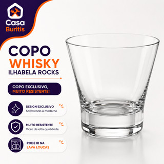 Copo Whisky Vidro 350ml Copo Clássico Copo Negroni Nadir Ilhabela Rocks Kit com 2, 3, 4, 5 ou 6