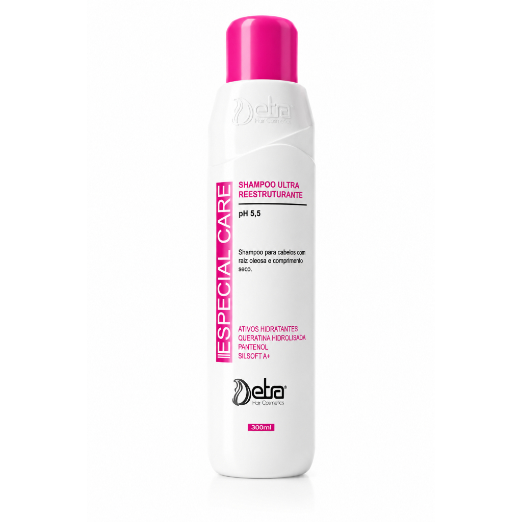 Shampoo Hidratante Ultra Reestruturante Especial Care 300ml Pantenol colageno Detra Hair Cosmeticos