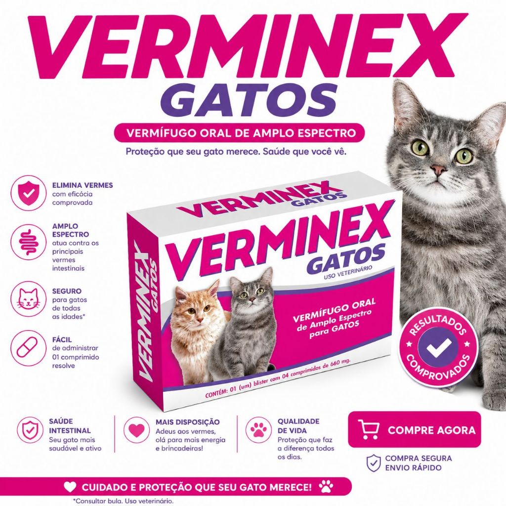 Verminex Gatos Vermifugo Oral de Amplo Espectro C/4 Comp.