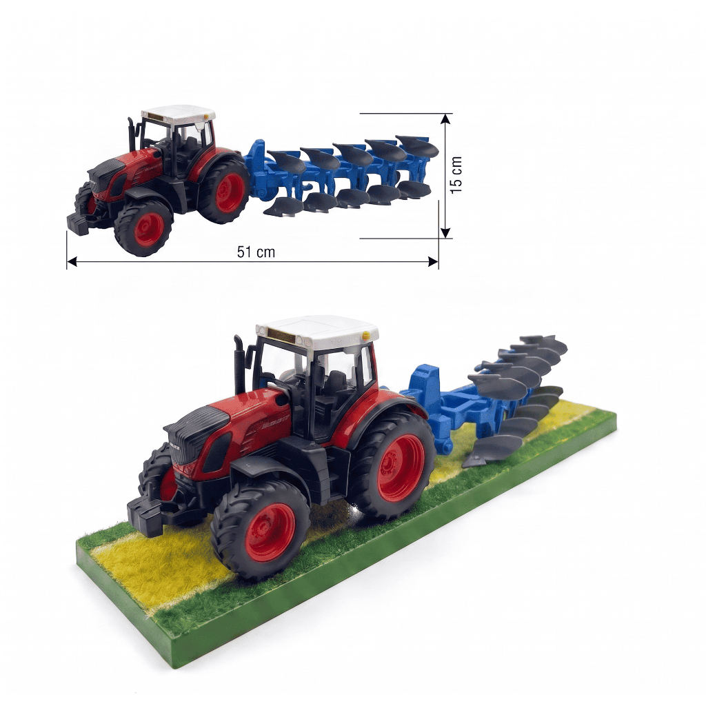 Trator de Brinquedo Máquina Agrícola Infantil de Fricção Arado Miniatura Fazenda Agro