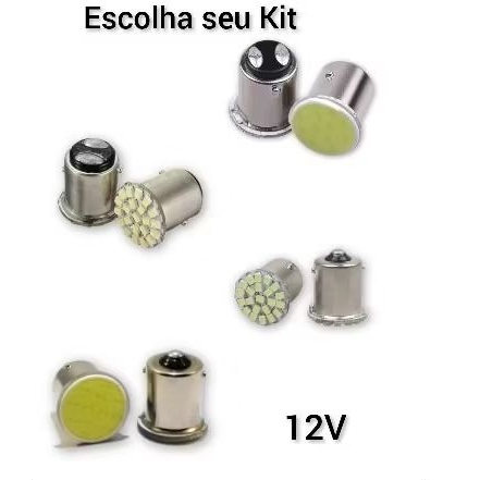 Par Lâmpada Led 1 Polo e 2 Polos Cob ou 22Led Luz de Ré Freio Meia Luz Placa e Seta Branco Frio 12V