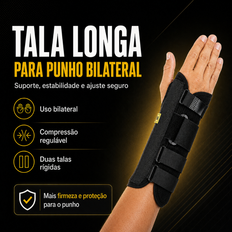 Munhequeira Tala Punho Kestal Ortese Bilateral Ajustavel Neoprene Tendinite LER DORT Tunel Carpo Fratura Unissex ANVISA