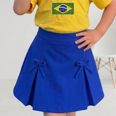 Short Saia Infantil Feminino com Laços – Alfaiataria Confortável – Moda Menina 4 a 10 anos