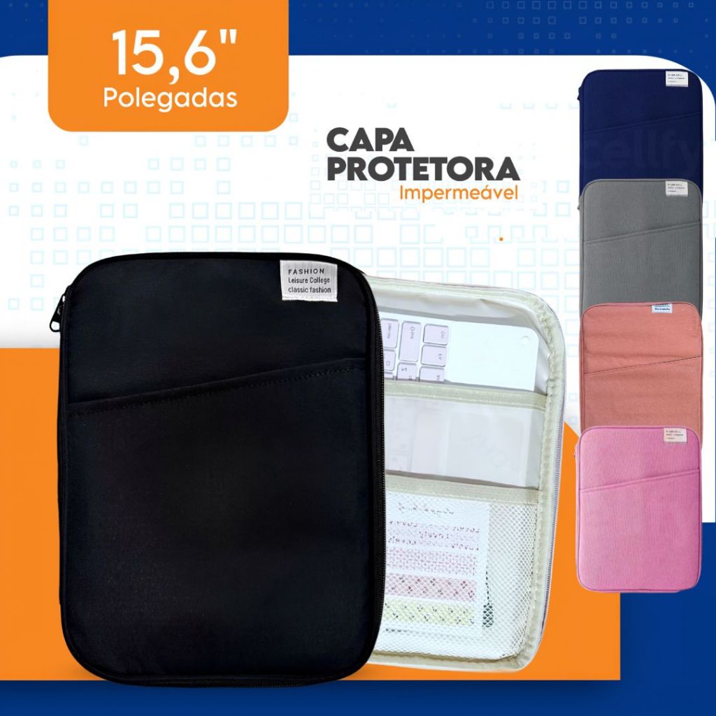 Capa Bolsa Maleta Para Notebook Macbook 15,6'' Protetora Resistente Impermeável Antiqueda Escola Trabalho