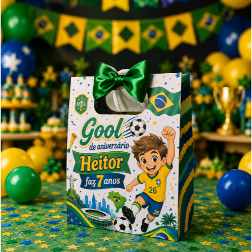 Sacolinha Personalizada Tema copa do mundo brasil futebol para lembrancinha - Pegue e Monte