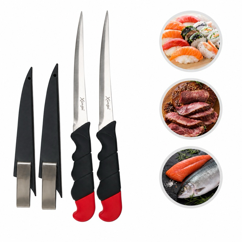 KIT 2 Faca De Filetar Peixes Xingu Flutuante Pesca Sushi