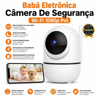 Babá Eletrônica Câmera De Seguraca Wi-Fi 1080p Pet Giratória Visão Noturna Infravermelho …