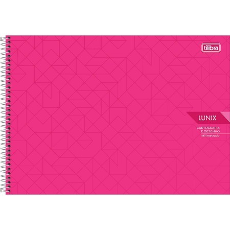 Caderno Espiral Capa Dura Cartografia e Desenho Milimetrado Lunix 60 Folhas