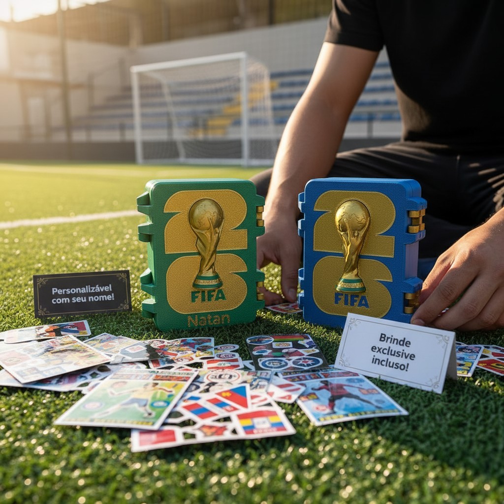 Porta Figurinhas Copa Do Mundo 2026 Case Box Personalizado Com Nome + Brinde