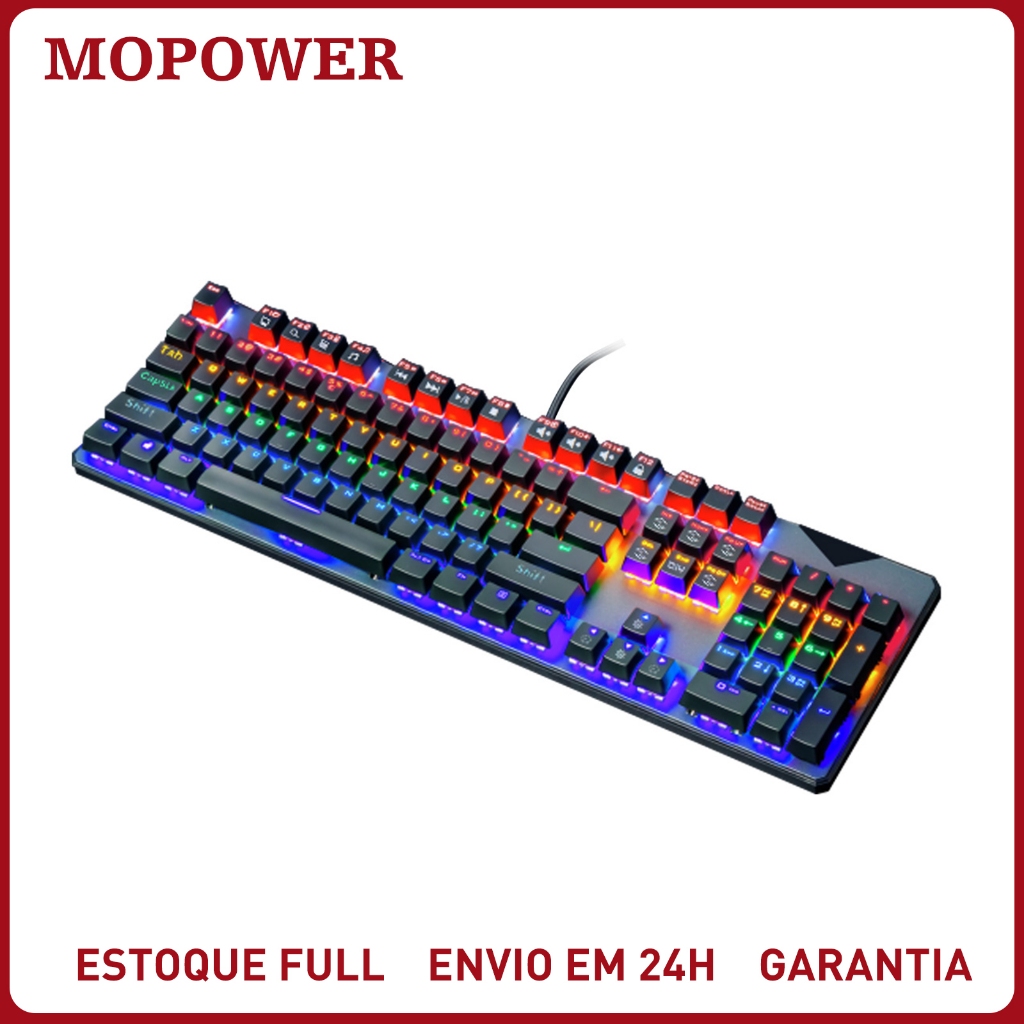 Teclado Gamer Mecânico Iluminação RGB Anti-Ghosting USB-C Para PC Notebook