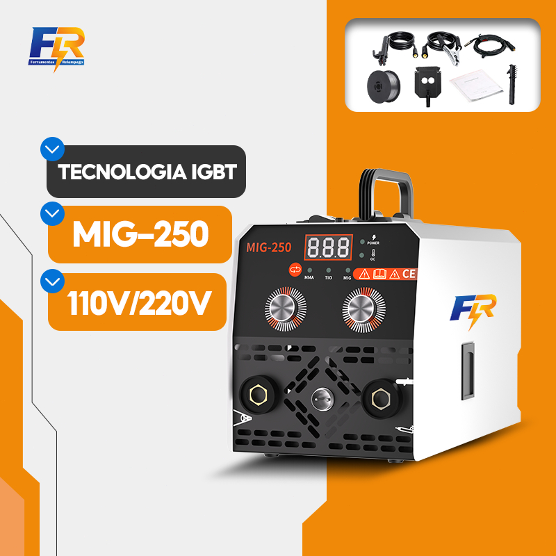 Máquina de Solda Inversora 3 em 1 MIG 250 Sem Gás MMA TIG Bivolt 110V/220V Portátil Profissional