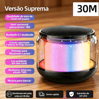 Mini Caixa De Som Bluetooth 5.0 Portátil sem Fio Com Graves Profundos e Luz colorido