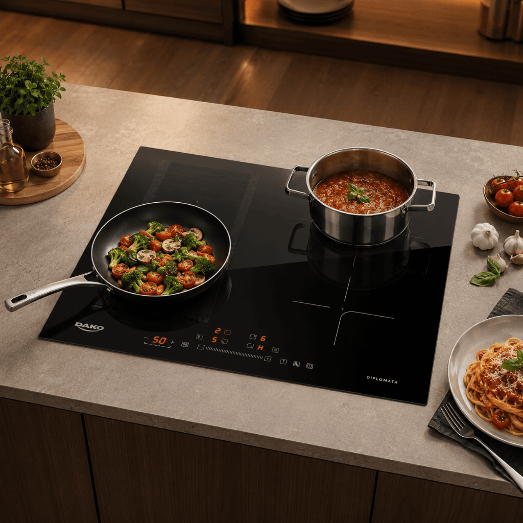Cooktop Indução 4 Bocas 220v Preto Zona Flexível 9 Niveis Dako Diplomata