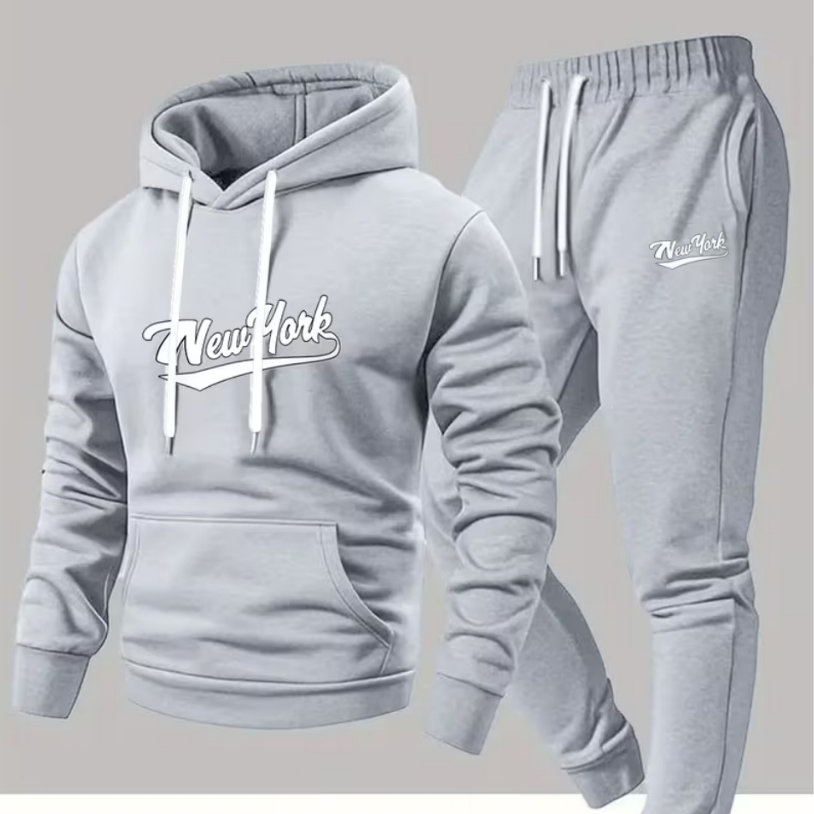 Kit Conjunto Blusa e Calça Moletom Masculino New York Estiloso Moderno Confortável Inverno