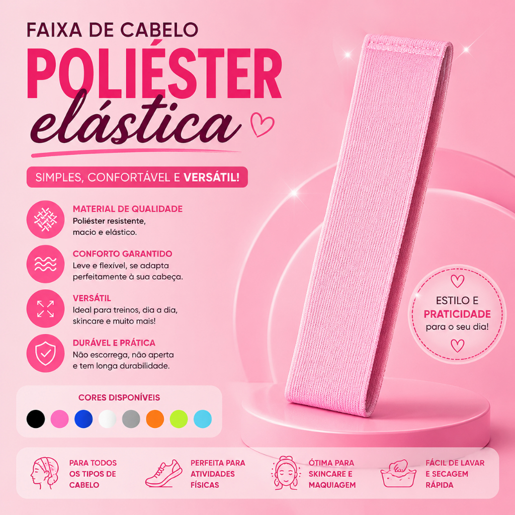 Faixa de Cabelo em Malha Versátil Para Academia Passeio e Rotina