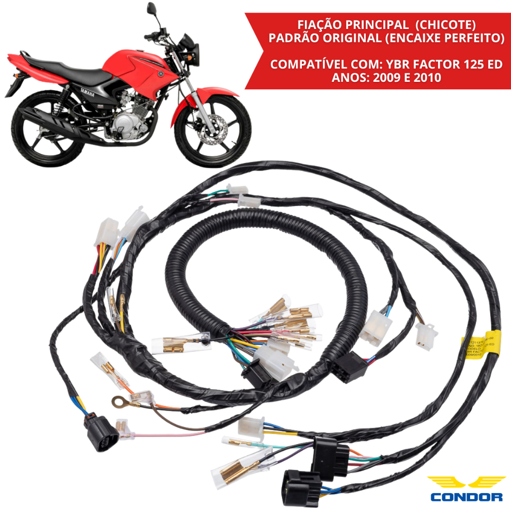 Chicote Fiação Principal YBR Factor 125 ED 2009 2010 Condor Elétrica Completa Yamaha