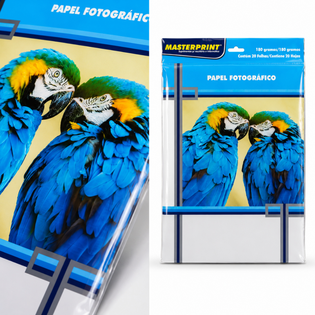 Papel Fotográfico High Glossy A4 180g Masterprint 20 Folhas Para Impressora Jato de Tinta