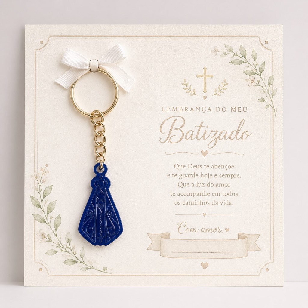 Chaveiro N.Sra. Aparecida Lembrancinha para Aniversário Batizado Eucaristia Chá de Bebê Evento Corporativo Brinde