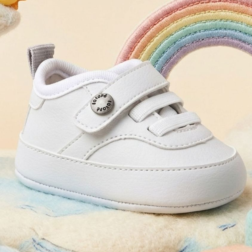 Tênis Bebê Menino Casual com Elástico Branco Outono Inverno