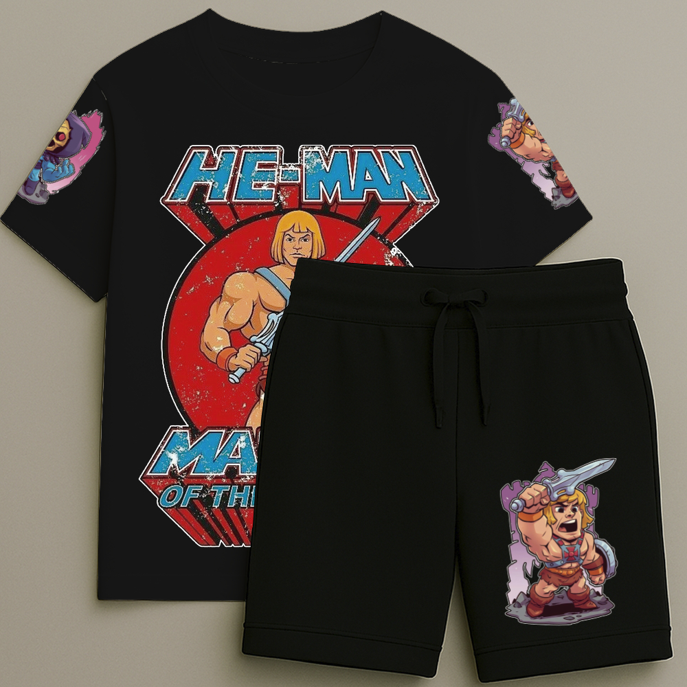 Camiseta e Bermuda Conjunto Masculino T-shirt Estampa He-Man Shorts Blusa Tamanho 2 16