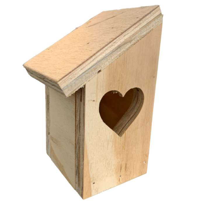 Casinha Passarinho Porta Coração Ninho de Madeira para Aves Livres Jardim Abrigo para Aves Cor Natural