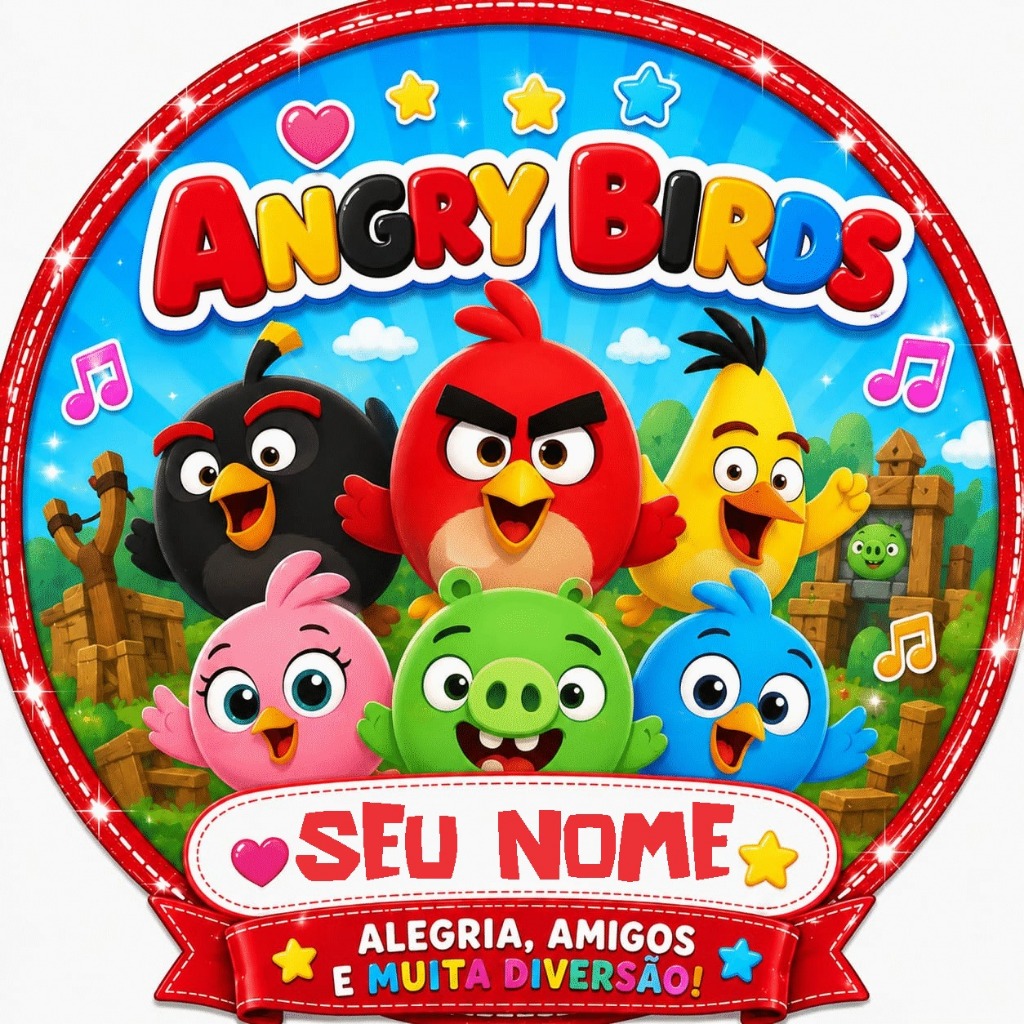 QUADRO ANGRY BIRDS PERSONALIZADO SEU NOME ENFEITE DE PORTA DECORAÇÃO QUARTO INFANTIL
