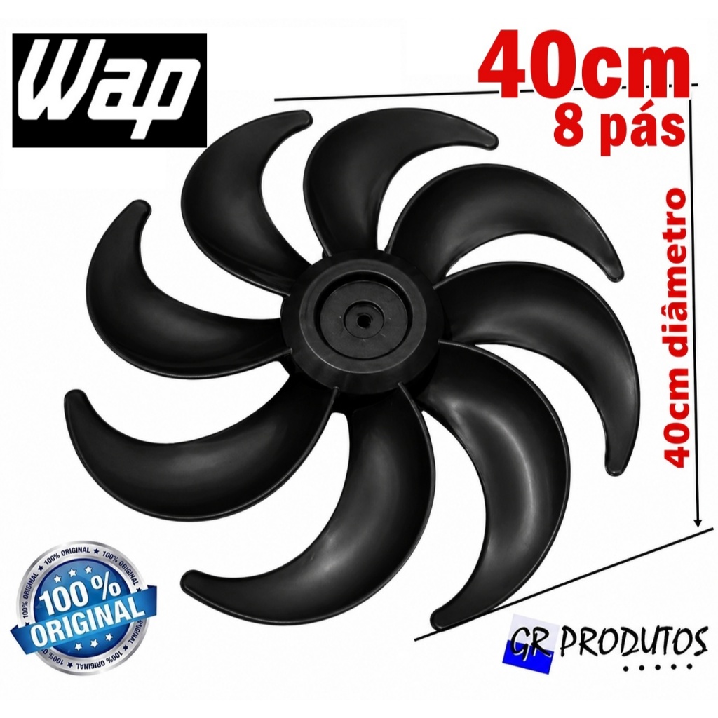 HÉLICE 40cm 8P P/ Ventilador Wap Flow Turbo Flow PRETO Coluna Flow Mesa FW009218 / FW009219 FW009220 / FW009221