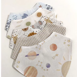 Babador de bebê Dupla Face, kit com 5 unidades variadas, 100% algodão, Estampas fofas