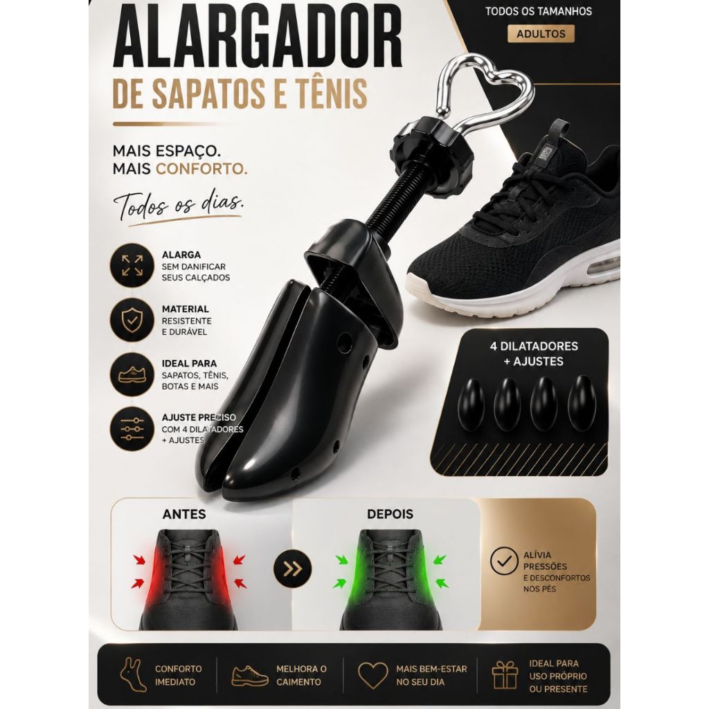 Alargador de Calçados e Sapatos Universal Ajustável