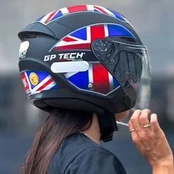 Capacete Aberto Gp Tech OF669 UK Com Óculos Interno Fumê
