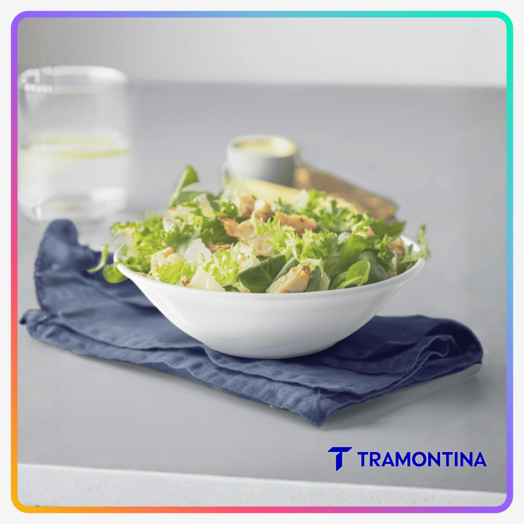 Bowl Tigela Cumbuca Kit Conjunto Tramontina Sophia Porcelana Branca 18cm 665ml Para Sopa Salada Açaí Mesa Posta