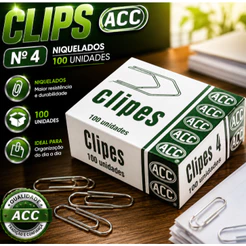Clips Acc Nº4 Niquelados com 100 Unidades