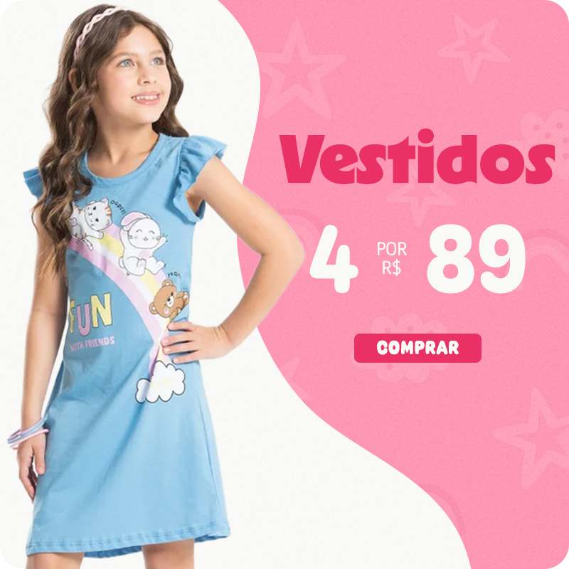 Kit Sortido 2, 3, 4, 5, 6 Vestido Infantil Verão Feminino Menina 2 ao 14 Anos - Envio Full | ED KIDS