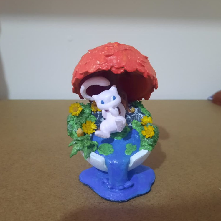 Figura Colecionável Pokémon Mew - Diorama Pintado à Mão (9cm)