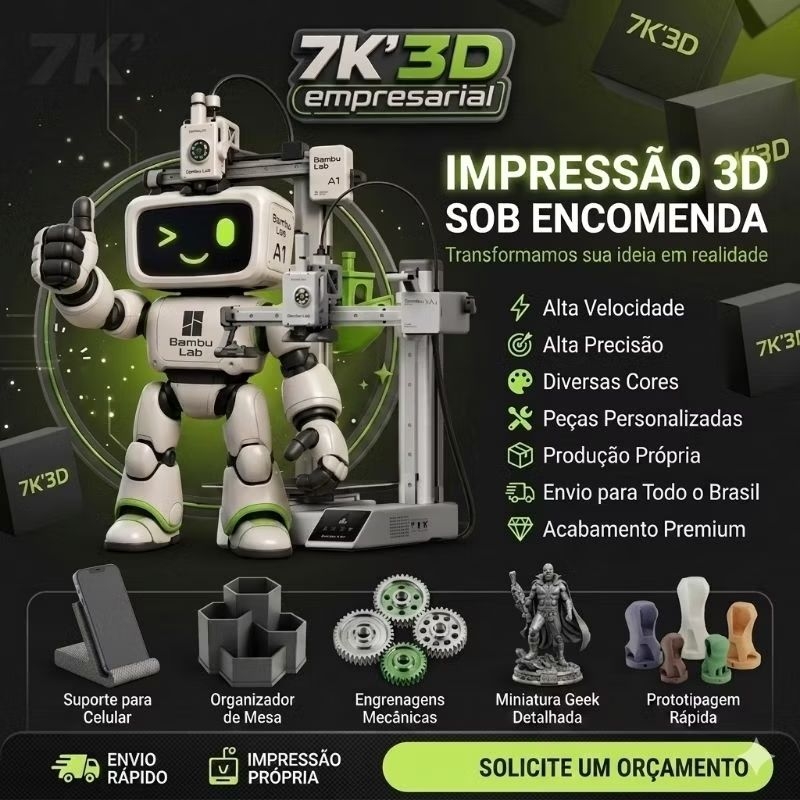 Impressão 3D Sob Encomenda | Peças Personalizadas | Protótipos Decoração e Utilidades